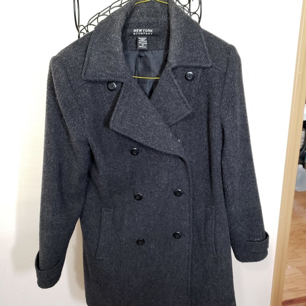 New York & Co Charcoal Pea Coat Size 10